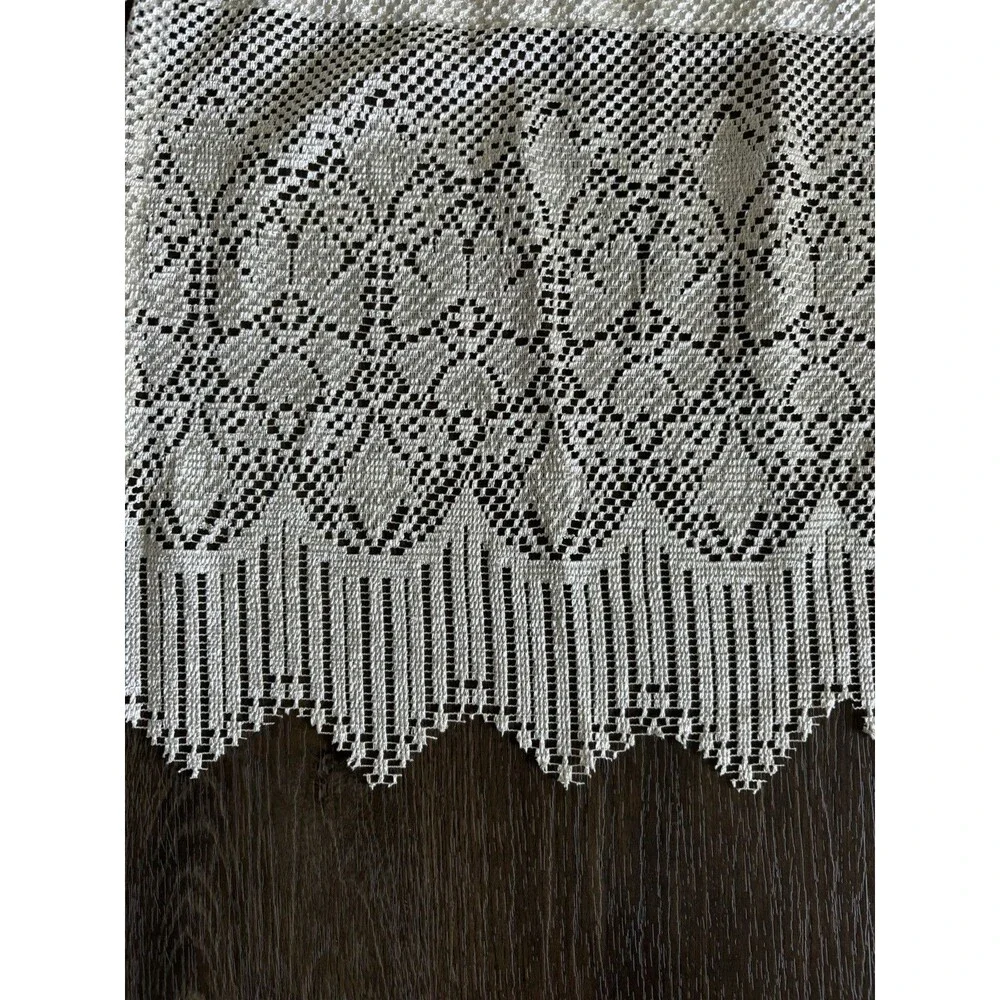 Crochet Floral Lace Window Curtain Valance Cottage Granny Rustic Rod Pocket